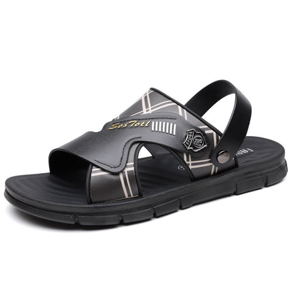 2025 Summer New Men's Beach Sandals Soft Sole Non-Slip Daily Casual Thickened Breathable Two-Wear Bath Slippers
