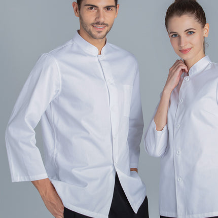 Teshemei Chef Uniform Men's Long-Sleeved Autumn Clothing Hotel Western Restaurant Kitchen Back Kitchen Manufacturer Wholesale Short-Sleeved