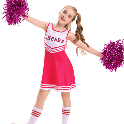 2025 New Cross-Border Children's Cheerleading Uniforms Four-Color Cheerleading Football Baby Dress Cheerleading Ball Suit