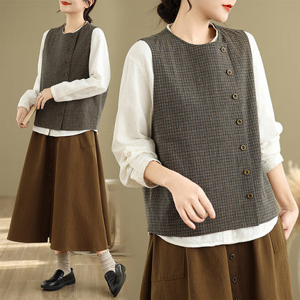 Official Figure 2025 Spring Japanese Vintage Green Vest Women's Early Spring Casual All-match Sleeveless Vest Vest Jacket