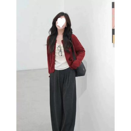2024 New Autumn and Winter Korean Style Fashionable Elegant All-match Slimming High-end Western Style Casual Simple Sweater Top