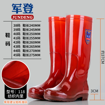Water Shoes Men's High-Top Brown Rain Boots Without Lining, Mesh-Free Quick-Drying Rain Boots, Non-Slip Labor Warm Waterproof Boots, Rubber Shoes