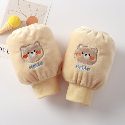 Children's Sleeve Lined Crystal Velvet Anti-Stain and Dirt-Resistant Autumn and Winter New Style Cute Three-Dimensional Embroidery for Boys and Girls
