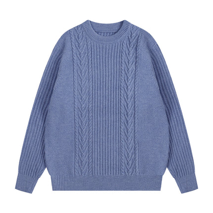 Autumn and Winter Cable Knit Crew Neck Loose Long-Sleeve Knit Sweater Top Casual Versatile Urban Casual