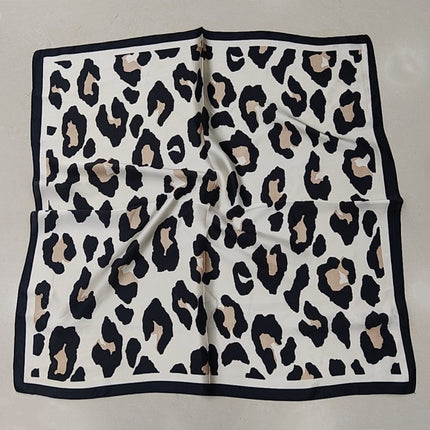 Korean Cashew Silk Scarf Women's Square Scarf Leopard Print Silk Scarf Imitation Silk Scarf Elegant Fashion Four Seasons Cross-Border Printed Scarf