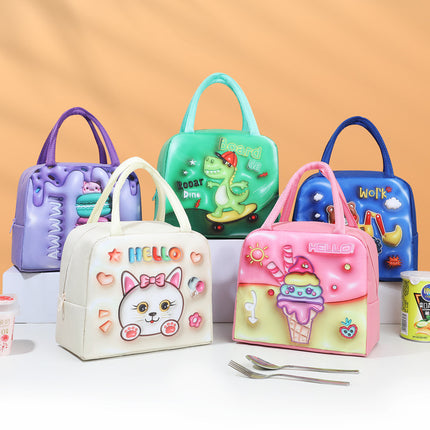 Cartoon Lunch Box Bag Portable Lunch Bag Thermal Insulation Bag Aluminum Foil Lunch Bag Handbag Student Office Student Eco-friendly Portable