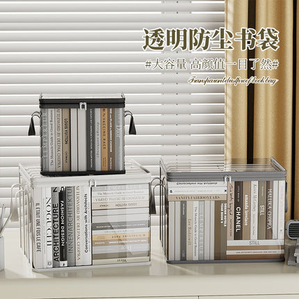 Extra Large Book Dust-Proof Storage Bag, Transparent Waterproof Transparent Book Classification, Stackable Desk Book Storage Box