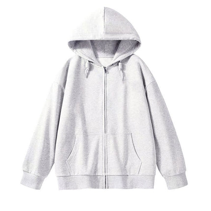 Light Version of Lazy Style New Loose Cardigan Zipper Hooded Sweatshirt Women's Top Jacket Fleece-Lined Thickeneded Blank Version Trendy