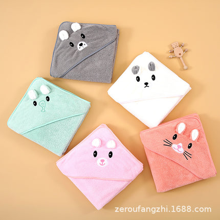 Coral Fleece Bath Towel Class A Baby Holding quilt Absorbent Newborn Children Autumn and Winter Thickened Package Cartoon Hooded Bath Towel Bucket
