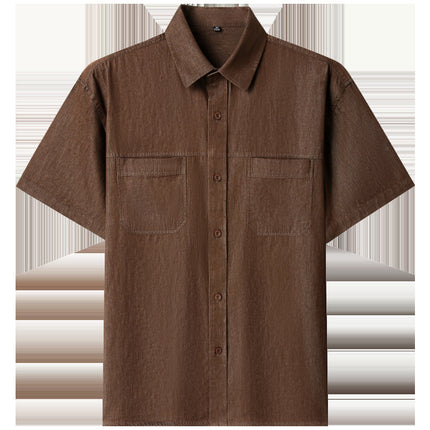 Hengyuanxiang Middle-aged Shirt Men's Pure Cotton Pocket Men's Shirt 2025 Summer New Business Casual Shirt