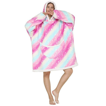 Parent-Child Composite Cold-Proof Clothing Lazy Tv Blanket Thickened Home Wear Outdoor Mid-Length Pajamas Flannel Robe