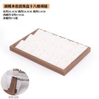 Black walnut grain jewelry plate, white leather 18 grid necklace (height 3cm)