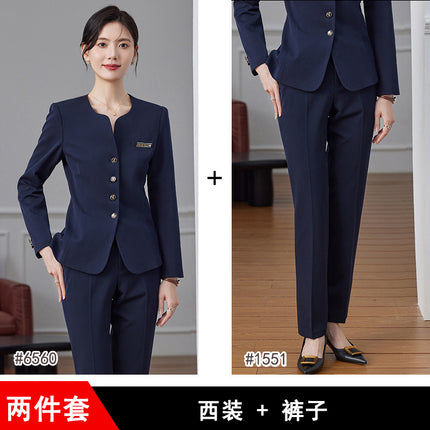 High-end professional suit suit female autumn high-end temperament jewelry hotel manager front desk reception beauty salon overalls