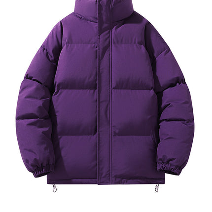 Solid Color Cotton Jacket for Men and Women, Couple's Stand-Collar Puffer Jacket, Winter Cold-Proof, Warm, Thick, Versatile Cotton Coat, Winter Style