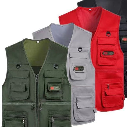 Cross-Border Outdoor Multi-Pocket Vest Men's Fishing Vest Photography Middle-Aged Men's Tops Work Clothes Middle-Aged and Elderly Dad Wear