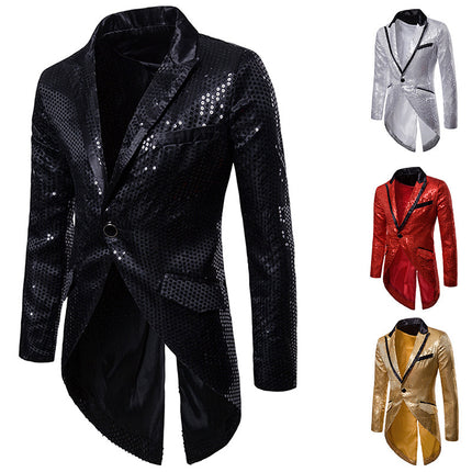 European and American Men's Clothing Autumn and Winter Sequin Decorative Design Evening Dress Tuxedo Men's Lapel Suit Xz31