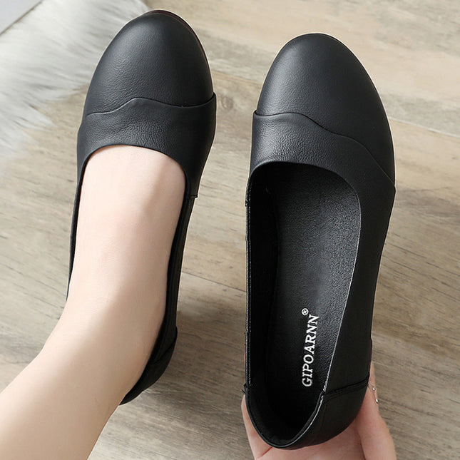 Mom's Shoes for the Elderly, Spring and Autumn Women's Soft-Soled Single Shoes, Work Shoes for Middle-Aged and Elderly, Non-Slip, 2026 New Model, Comfortable Leather Shoes