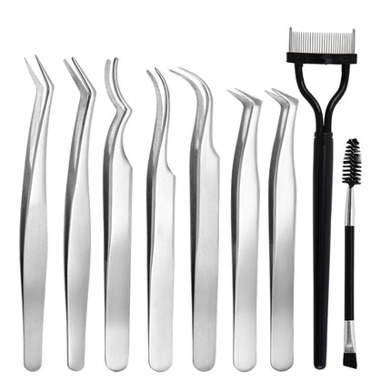 Beginner's False Eyelash Tweezers, Eyelash Artist's Eyelash Grafting Tools, Stainless Steel Tweezers, Precision Eyelash Beauty Tool Set