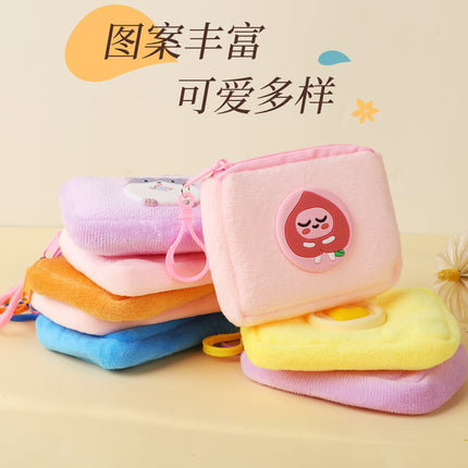 Cute plush coin purse children girl heart student mini wallet key storage bag portable earphone bag wholesale
