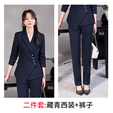 Professional Suit suit Women's Senior Sense 2024 Spring and Autumn New Hotel Front Desk Beauty Salon Overalls Suit Jacket