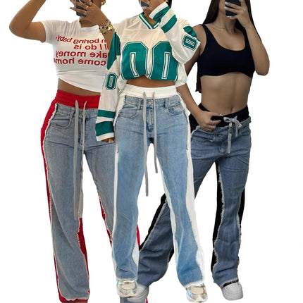 D8709 New Products on Aliexpress and Amazon, European and American Fashion, Unique Women's Clothing, Women's Pants, Patchwork Jeans for Sale