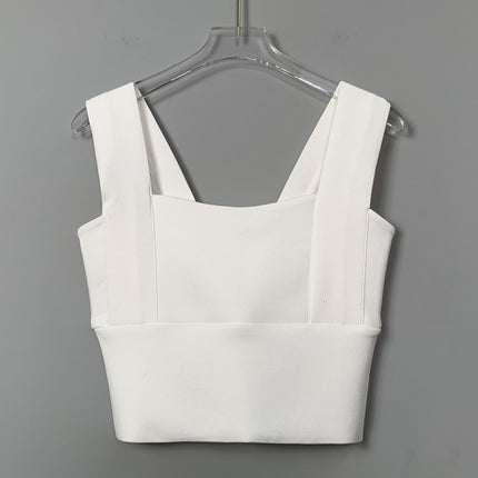 South Korea Dongdaemun New Slim-fit Slim-fit Sexy Chest-showing Pure Desire Style All-match Short Exposure Waist Camisole Vest for Women