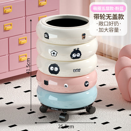 Living Room Trash Can, High-Looking Kitchen Bedroom Rotating Trash Can with Lid, Removable Bathroom Toilet Paper Basket
