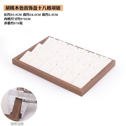 Fashion walnut grain white leather jewelry box with lid dustproof earrings earrings earrings storage box ring necklace bracelet tray