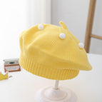 Small white ball beret-yellow / 3-48 months