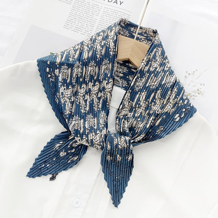 New wrinkled small square scarf female Korean imitation silk printed wrinkled small scarf Joker scarf decorative scarf wholesale