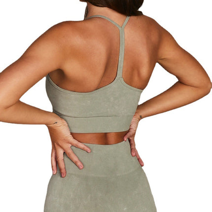 Cross-Border Abdominal Control High Waist Lulu Same Style Yoga Clothes Body Shaping Beautiful Back Nude Yoga Tops Running Bubble Wrap Yoga Clothes