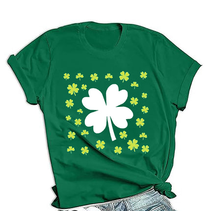 Cross-border PDD supply St. Patrick's Day men's and women's same loose round neck pullover short sleeve printed T-shirt