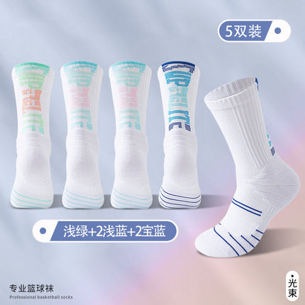 NBA Professional Basketball Socks Men's Medium Tube Breathable Long Tube Professional Practical Training Summer Towel Bottom Sports Socks
