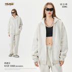 Oatmeal Grey-Zip Sweatshirt / S