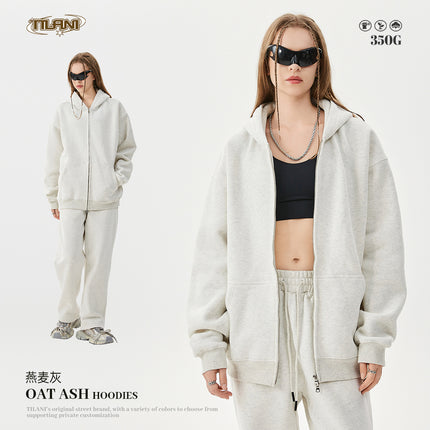 Tilani Men's Autumn and Winter Velvet Thickeneded Hooded Cardigan Sweatshirt Sweatpants American Fashion Brand Youth Hoodie Suit