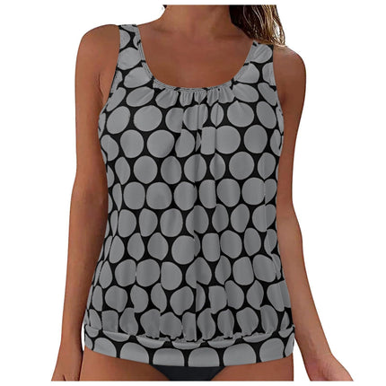 2025 New Foreign Trade Cross-Border European and American Style Split Solid Color Tummy Control Slimming Swimwear Tank Top Swimsuit Single Top