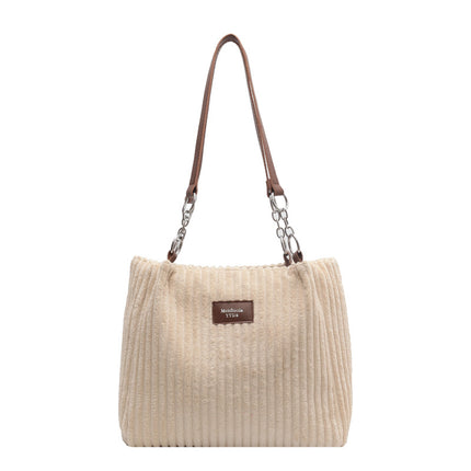 Large-Capacity Corduroy Chain Armpit Bag Tote Bag Women's Bag 2025 New Autum Trendyy Shoulder Commuter Bag