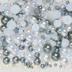 3-10mm flatback pearl resin rhinestones mixed assortment, 30g/pack / Semi-round pearl mixed gray beige ab series—n