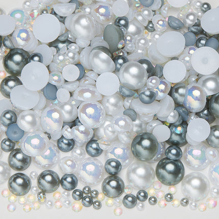 Nail Art Ab Colorful Flats Bottom Diamond Semi-Circle Pearl Mixed Color Set DIY Material Mobile Phone Shoes Clothing Cup Accessories