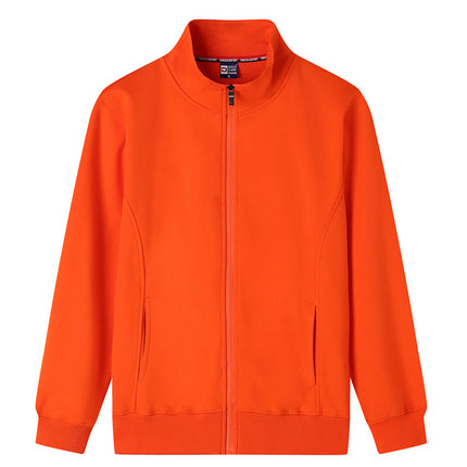 Autumn and winter stand collar sweater custom work clothes long sleeve mobile phone shop men's and women's work cardigan plus velvet coat logo