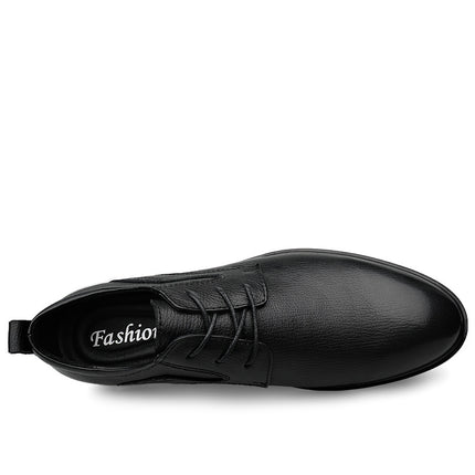 2025 Autumn Men's Business Leather Shoes First Layer Cowhide Shark Pattern Groom's Wedding Shoes Lace-Up Inner Heightening Large Size Leather Shoes