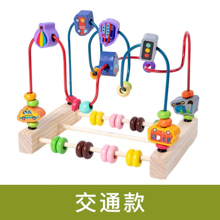 Children's Wooden Multi-Functional Threading Large Bead Color Recognition Early Education Building Blocks Matching Parent-Child Interactive Educational Toys