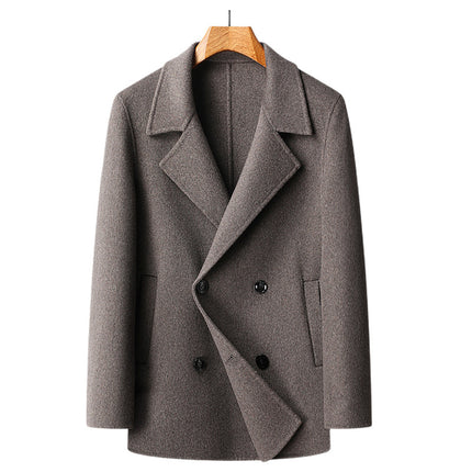 Autumn and Winter New Men's Handmade Double-Sided Woolen Outwear Double-Breasted Velvet Removable Liner Woolen Outwear Men's Outwear