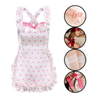 Polka dot 3-piece set + rose red gloves + white lace socks + 2 pieces of silk eye mask + heart pink item / One size fits all