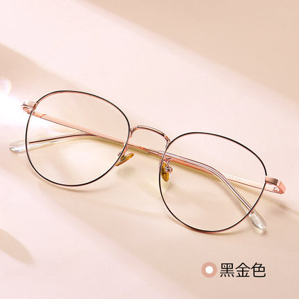 in stock anti-blue light flat mirror plain metal eye frame non-magnetic titanium adjustable degree artistic myopia mirror frame