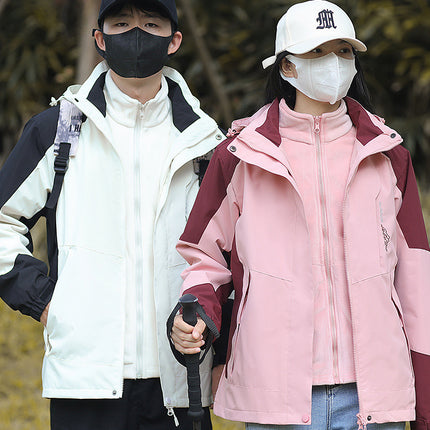New Outdoor Couple Jacket Three-In-One Windproof and Waterproof Jacket with Removable Liner and Customizable Jacket