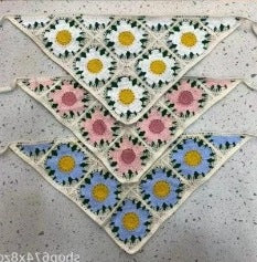 Hot Girl Internet Celebrant Photo Flower French Style Triangle Scarf Headscarf Women's Cute Knitted Hair Band Silk Scarf High-grade Headwear Summer