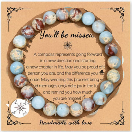 New Amazon Bracelet Graduation Season Pure Color Zebra Redstone Powder Crystal African Turquoise Compass Bracelet