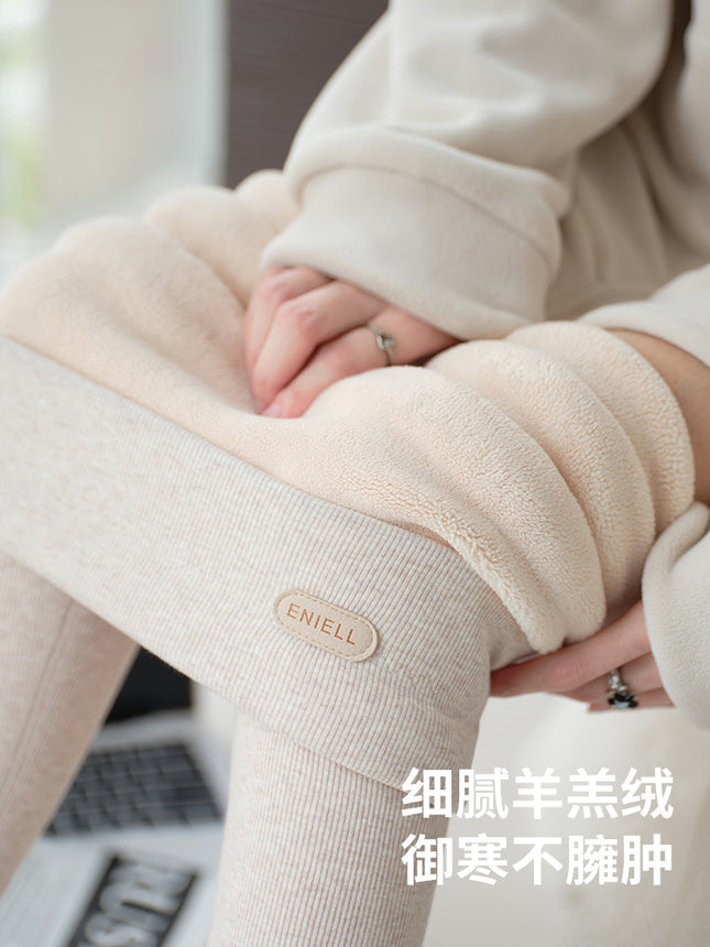 Leggings Winter Fleece-Lined Outer Wear 2025 New Pure Threaded Cotton Thickeneded Cashmere Women's High Waist Gray Thermal Pants