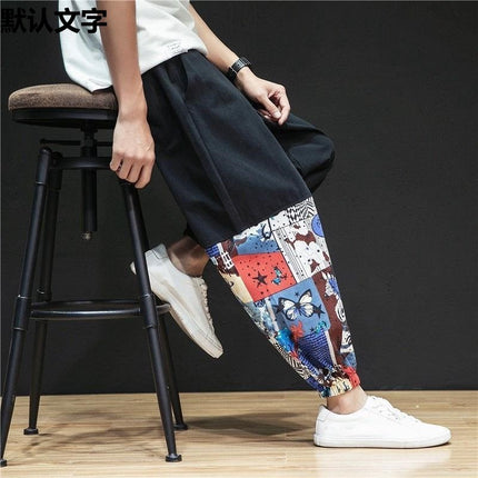 Linen Ankle-length Pants Men's Spring and Summer Thin Loose plus size Casual Pants Harlan Pants Chinese Style Men's Cotton and Linen Long Pants